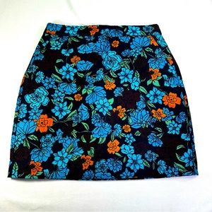 Loft Floral Bodycon Midi Pencil Skirt Knit Lined Blooms Jacquard Pockets 2